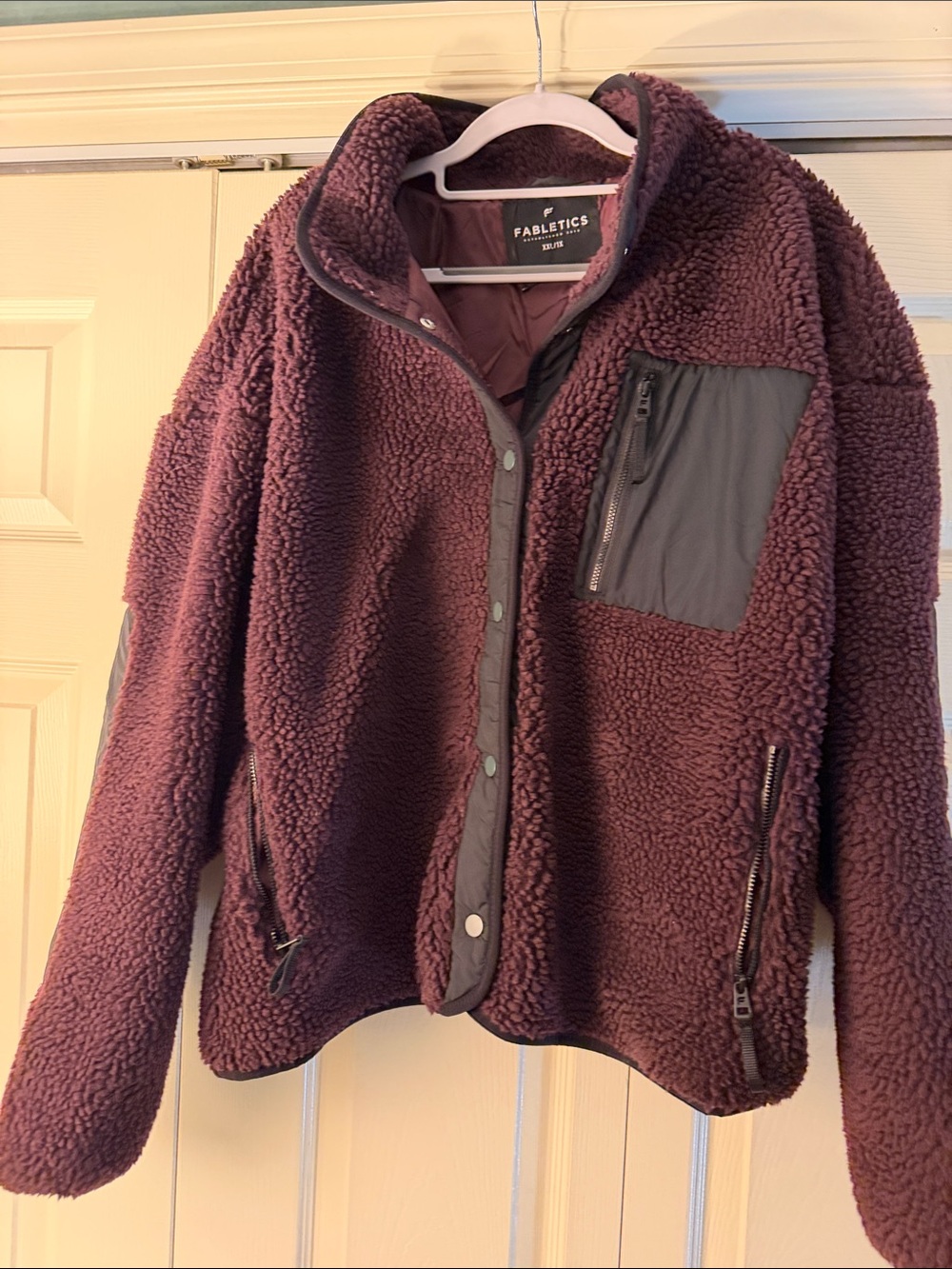 Fabletics Women’s Teddy Sherpa Jacket in Plum - Never Worn